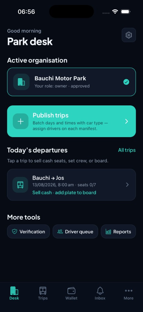 GetLift park desk: Bauchi Motor Park, publish trips, today’s departures Bauchi to Jos